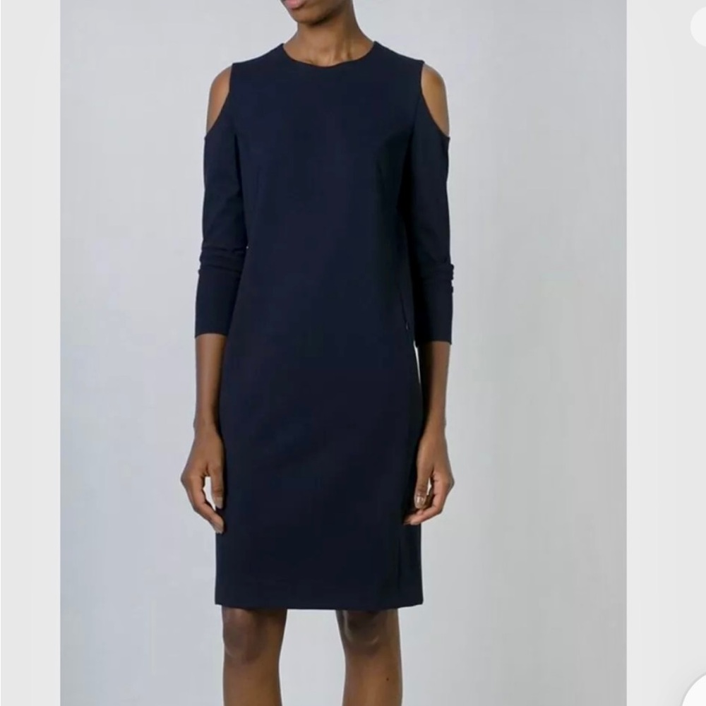 Akris Punto Cold Shoulder Navy Dress